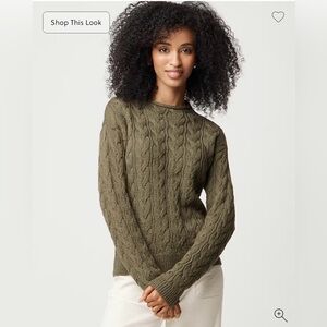 J. Crew Women’s Green Cable Knit Crewneck Sweater